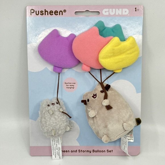 Gund  Pusheen and Stormy with Balloons Plush Toy Cat Set Stuffed Toy 2PC Set New - Picture 1 of 2